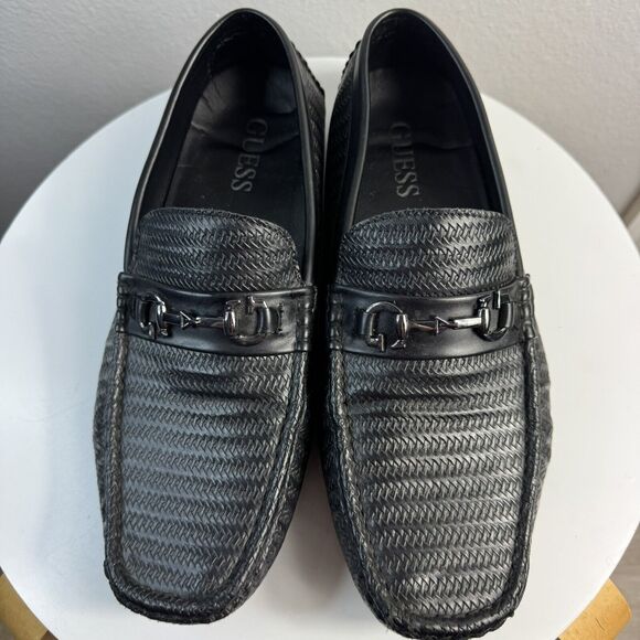 Guess‎ Shoes Men's Size 11 M Black Driving Loafers Slip On EUC Textured - Picture 2 of 7